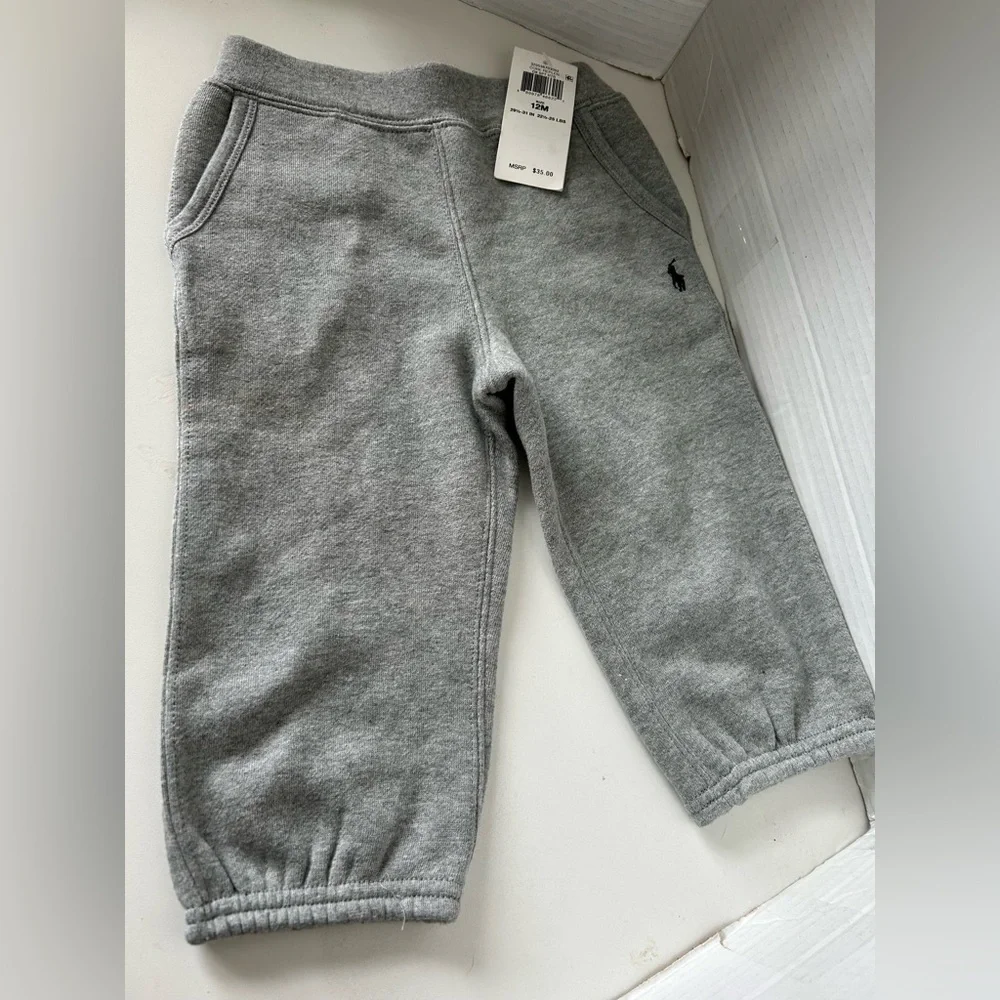 NWT POLO RALPH LAUREN GREY FLEECE SWEATPANTS 12mos.